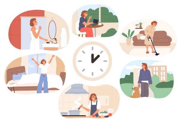 Daily workout routine schedule illustration