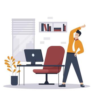 Office desk workout environment illustration